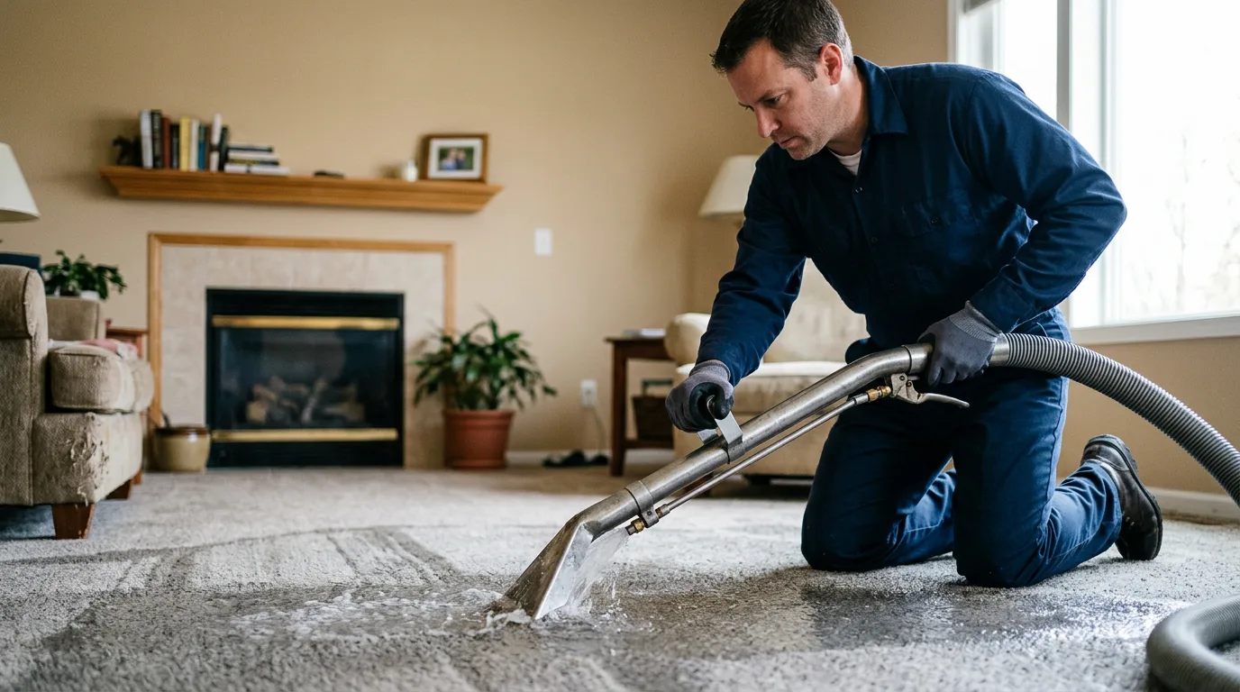 Water damage restoration technician working near Osco, IL